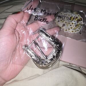 Vintage Kippys Floral Silver Western Belt Buckle